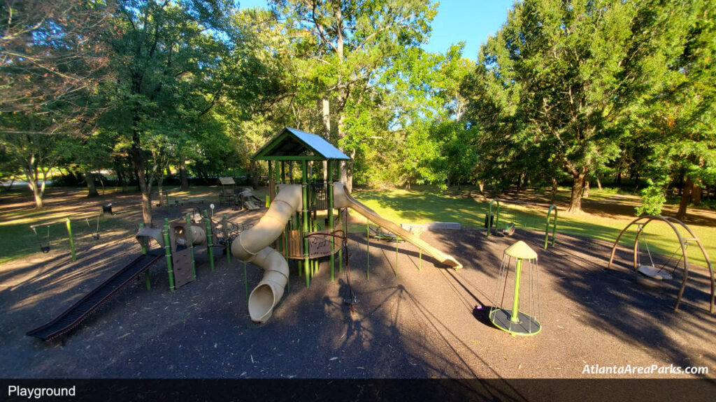 Atlanta Memorial Park Fulton Buckhead Playground from top of climbing sphere