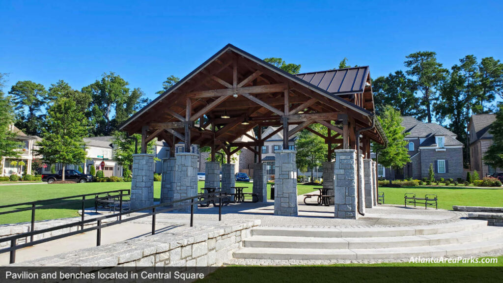 Georgetown Park DeKalb Dunwoody Pavilion and benches in central square