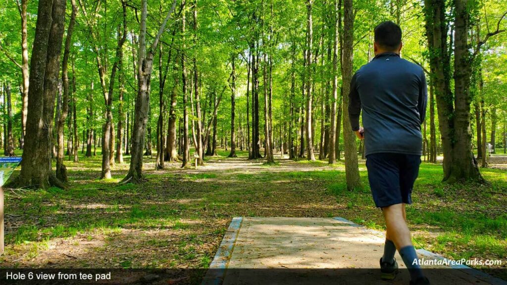 Louise-Suggs-Memorial-Park-Cobb-Austell-Frog-Rock-Disc-Golf-Park-Hole-6-view-from-tee-pad