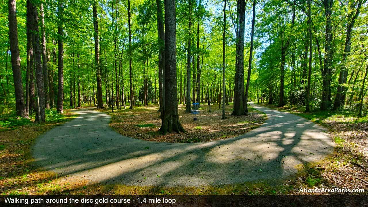Louise-Suggs-Memorial-Park-Cobb-Austell-Frog-Rock-Disc-Golf-Park-Walking-path-around-the-disc-gold-course-1.4-mile-loop