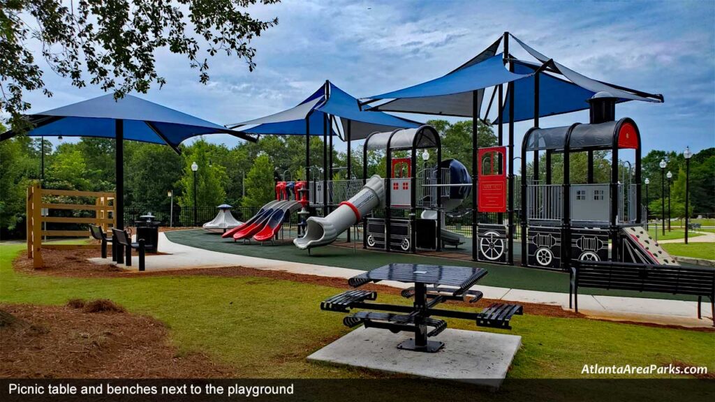 Mableton-Town-Square-Park-Cobb-Mableton-Picnic-table-and-benches-next-to-the-playground