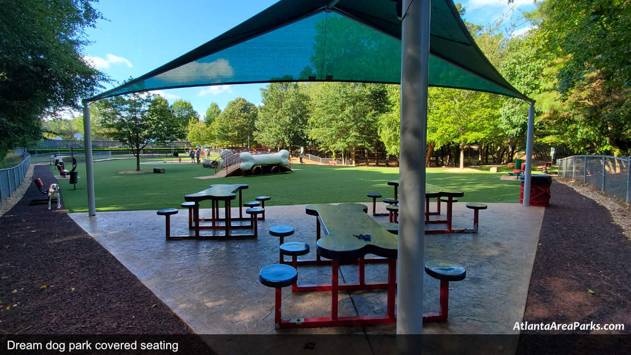 Newtown Park Fulton Johns Creek Dream dog park covered seating