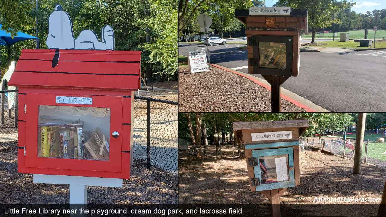 Newtown Park Fulton Johns Creek Little Free Librarys near the playground dream dog park and lacrosse field