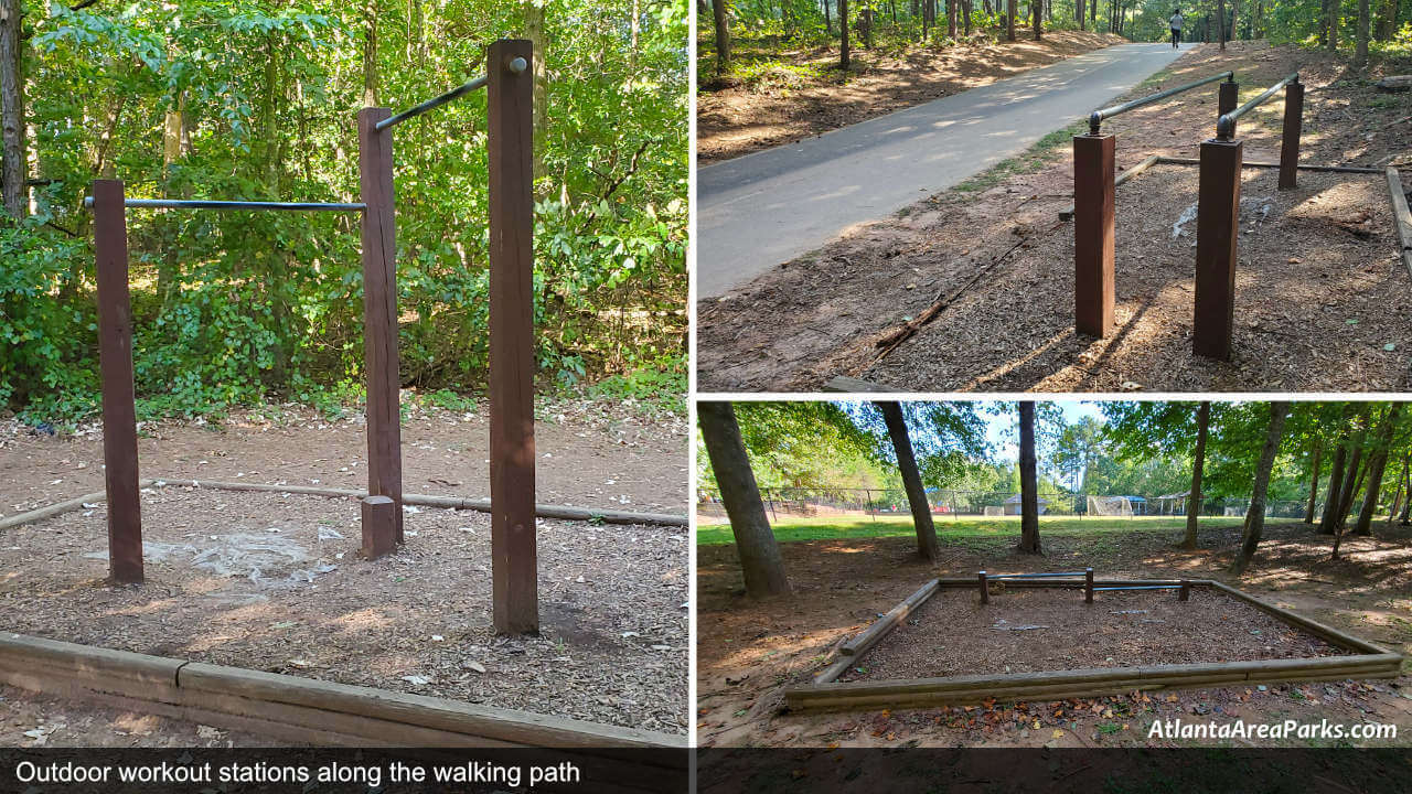 Newtown Park Fulton Johns Creek Outdoor workout stations along the walking path