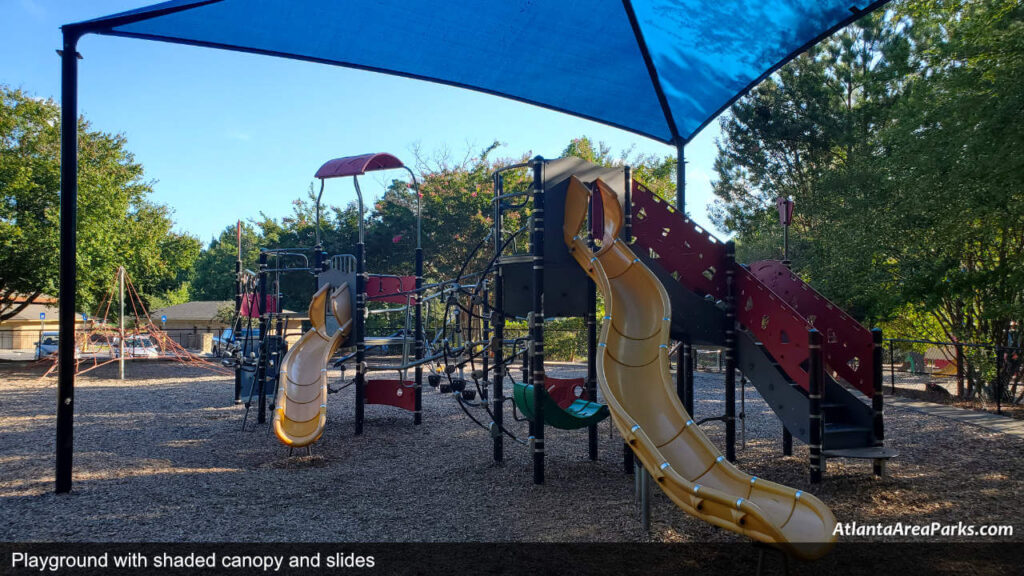 Newtown Park Fulton Johns Creek Playground for ages shaded canopy and slides