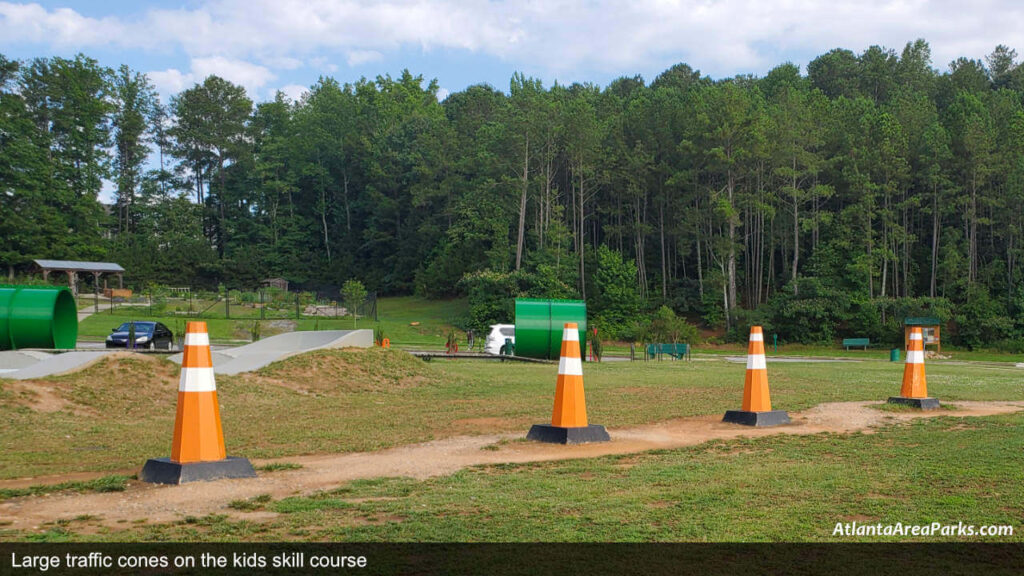 North Cooper Lake Mountain Bike Park Smyrna Large traffic cones on kids skill course