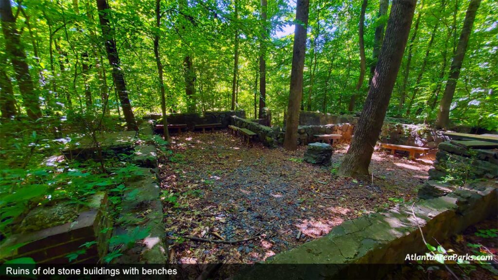 Spink-Collins-Park-Fulton-Atlanta-Ruins-of-old-stone-buildings-with-benches-1