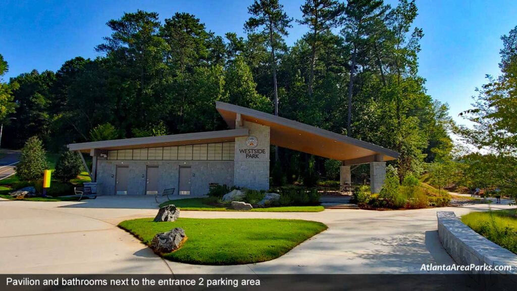 Westside-Park-Fulton-Atlanta-Pavilion-and-bathrooms-next-to-the-entrance-#2-parking-area