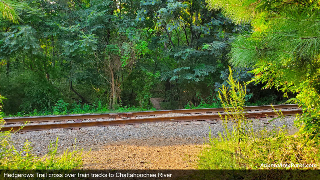 Whittier Mill Park Fulton Atlanta Hedgerows Trail cross Train Tracks to Chattahoochee River