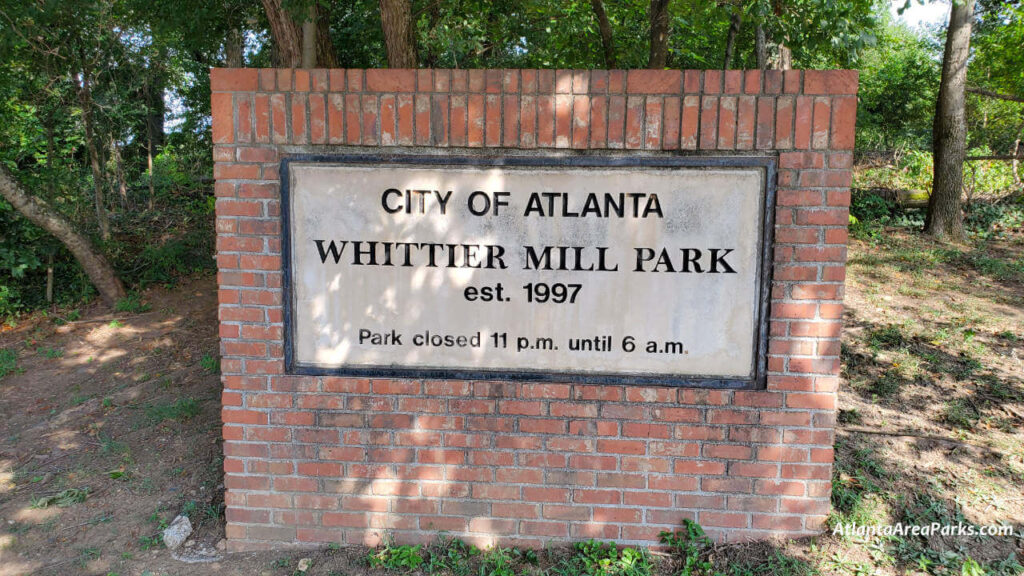 Whittier Mill Park Fulton Atlanta Park sign