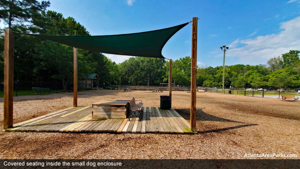 Woofstock-Dog-Park-Cherokee-Covered-seating-inside-the-small-dog-enclosure